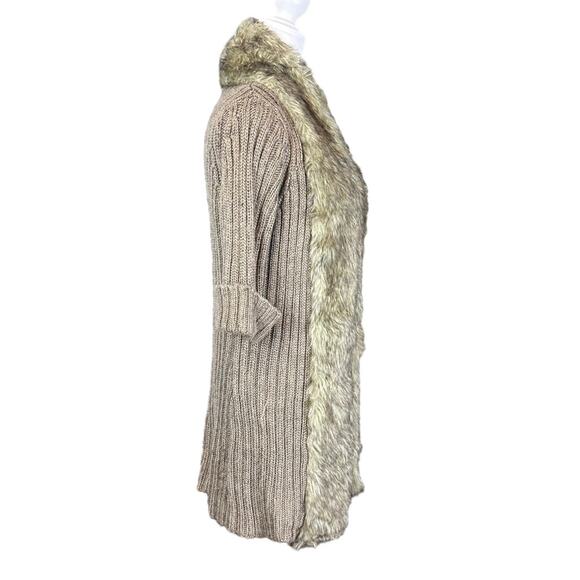Kenar Wool Alpaca Blend Faux Fur Cardigan Sweater Open Front Size Medium - Picture 4 of 6